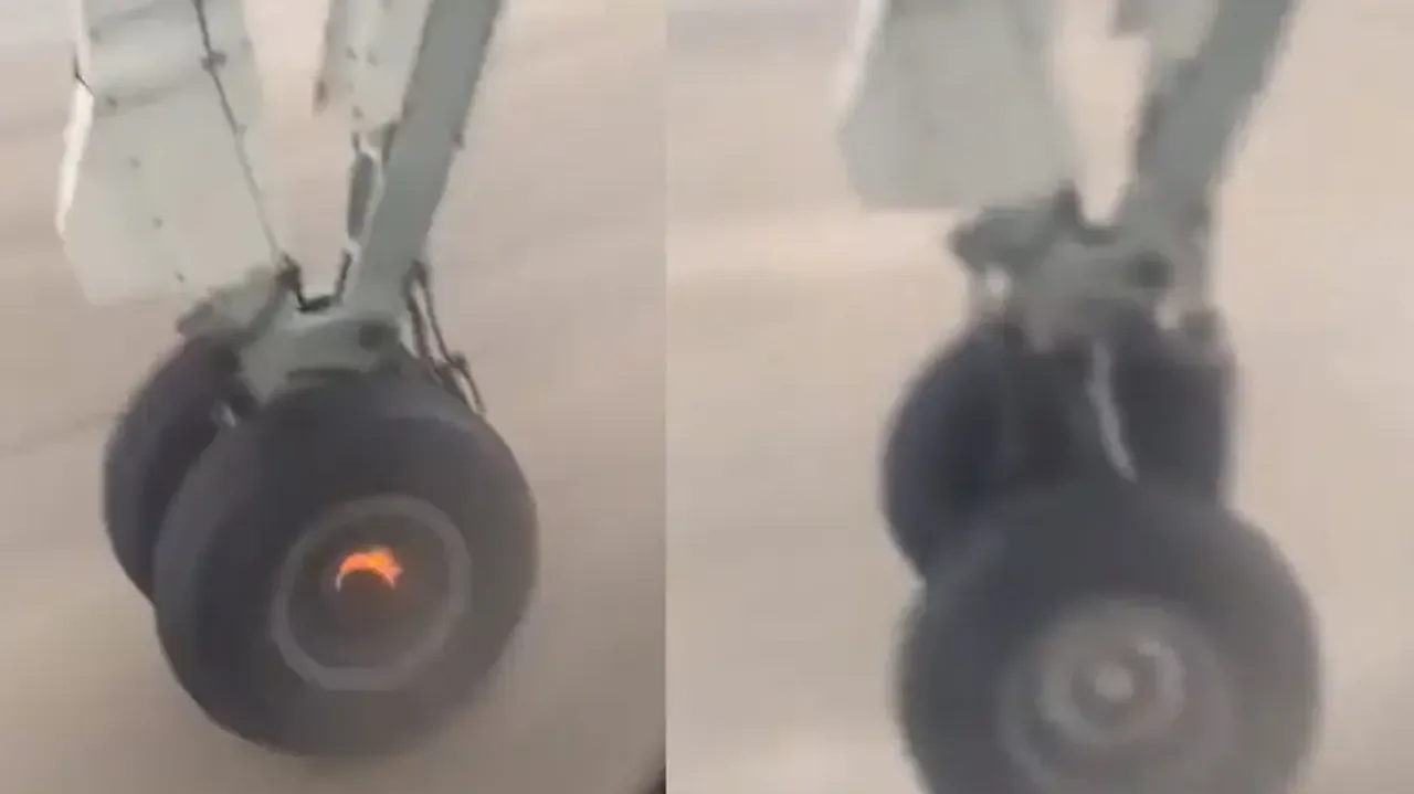 Aircraft wheel falls off during takeoff, watch