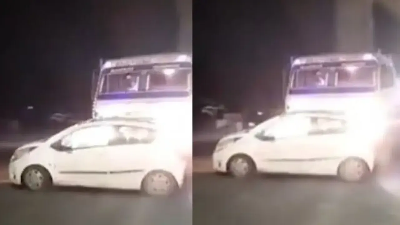 Drunk truck driver drags car for 3 km after tiff with occupants, shocking video goes viral