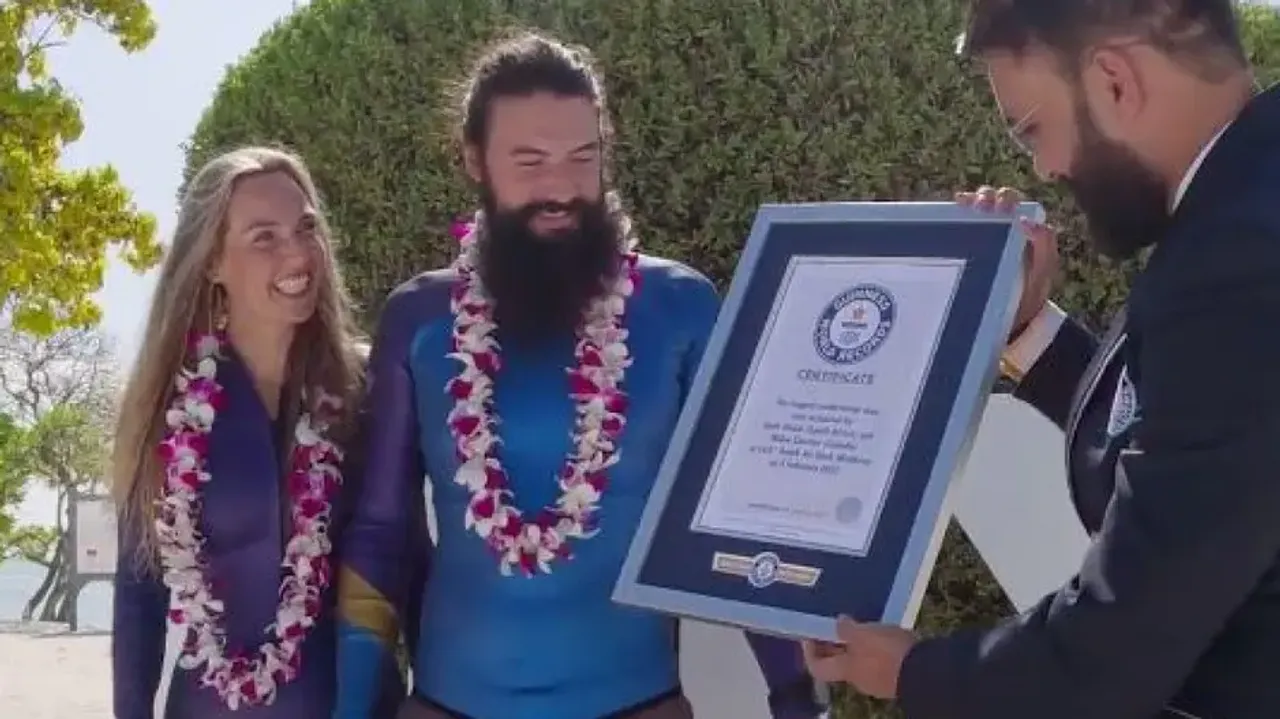 Lovebirds enter Guinness World Record for longest underwater kiss, watch video