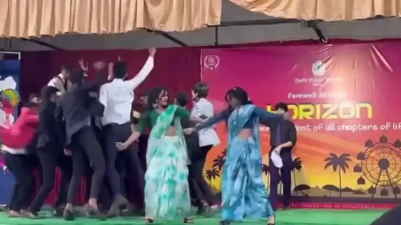 Girls' dance moves on 'Kajra Re Kajra Re' during farewell ceremony set stage on fire