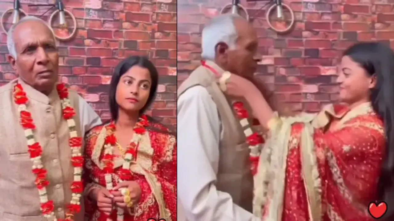 Young bride, elderly groom! Watch girl’s happy reaction during ‘varmala’ exchange
