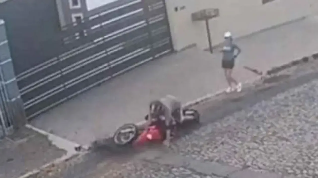 Man on bike tries to grope woman pedestrian, suffers instant karma