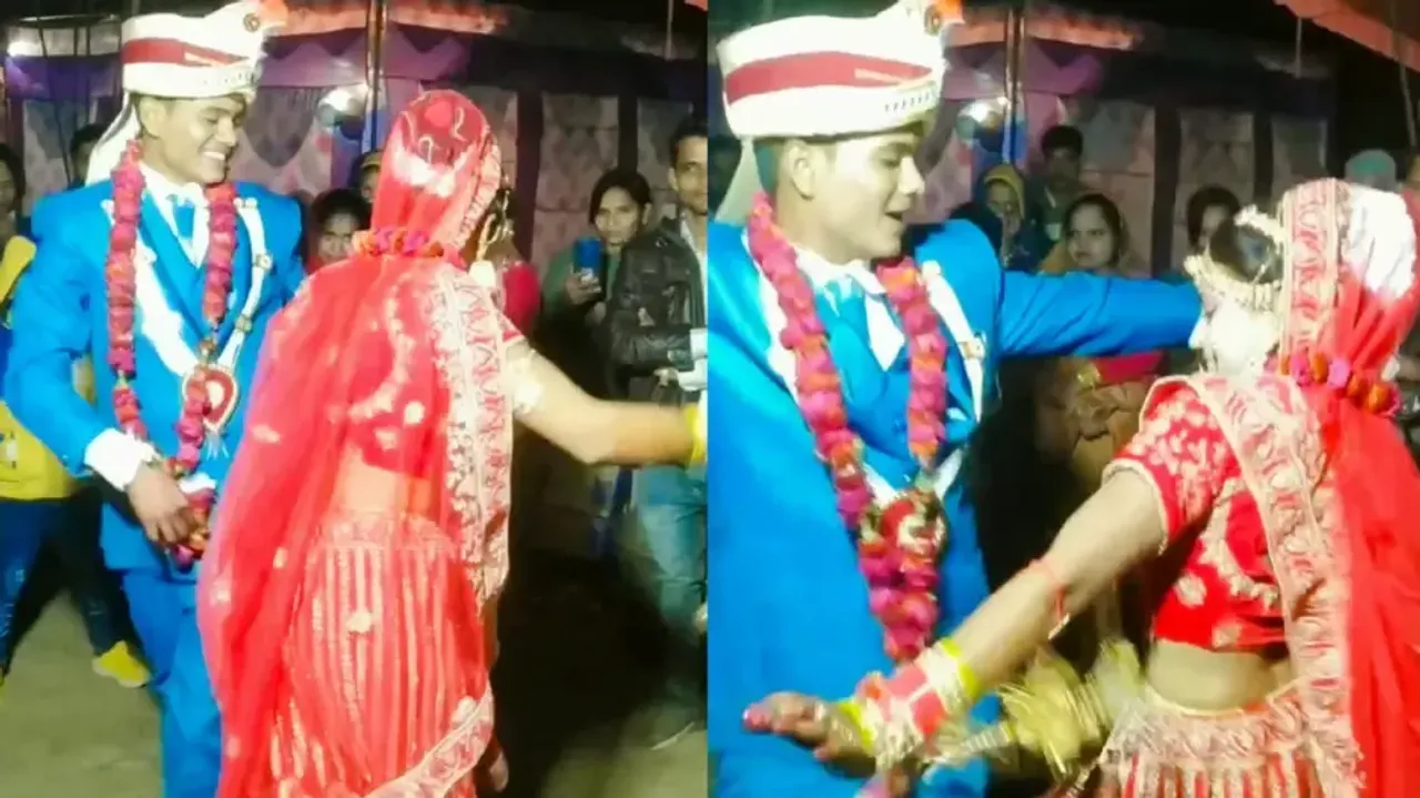 Bride and groom's dance on Bhojpuri song
