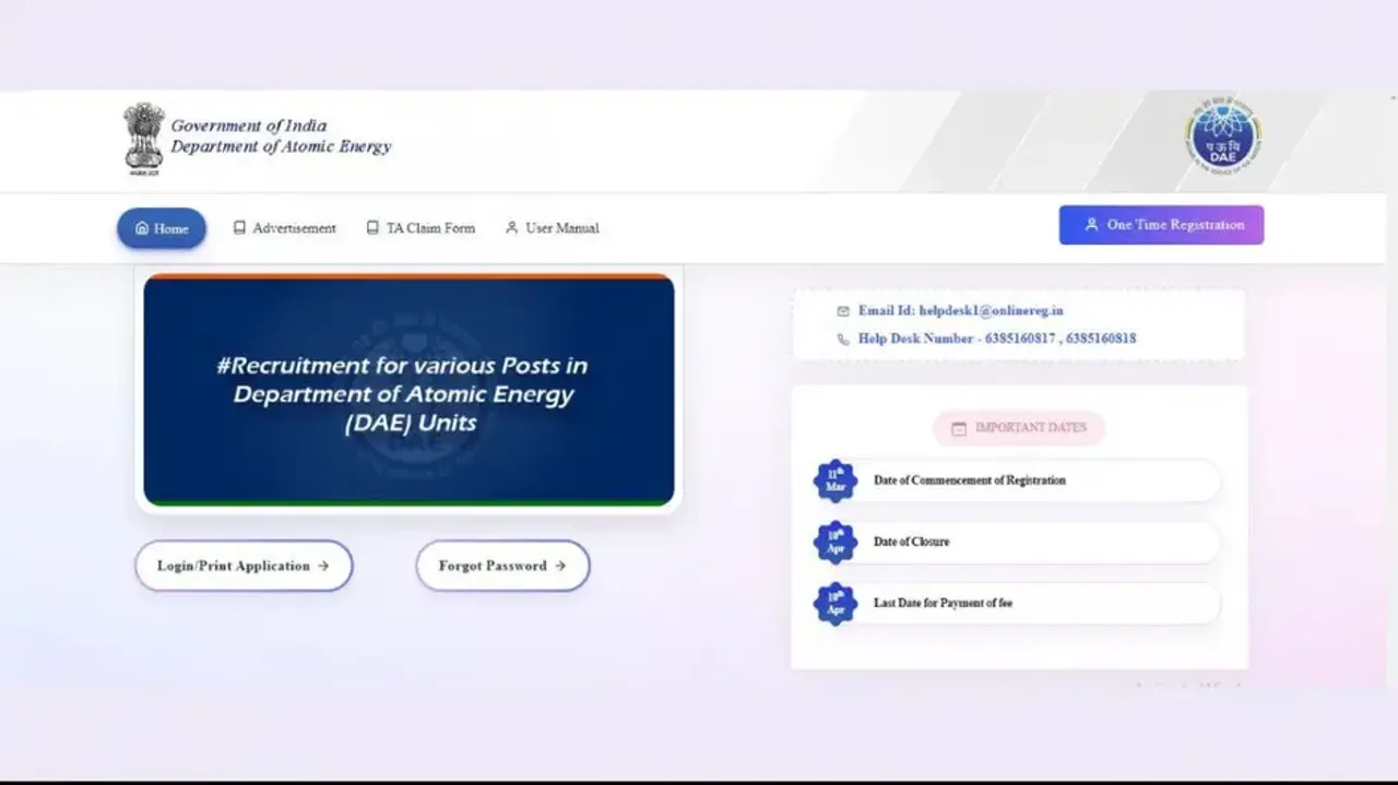 DAE Recruitment: Apply for 124 posts, salary upto Rs 68K