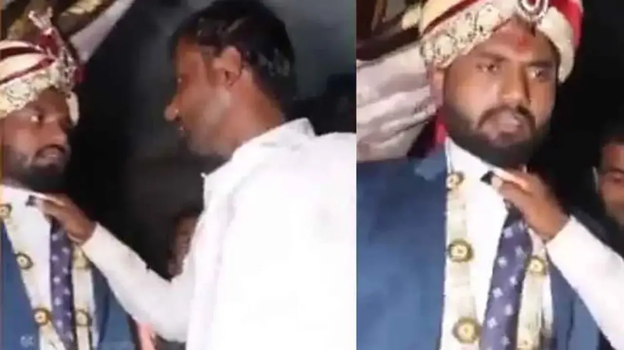 Groom dragged by collar for demanding bike in dowry just before wedding, watch