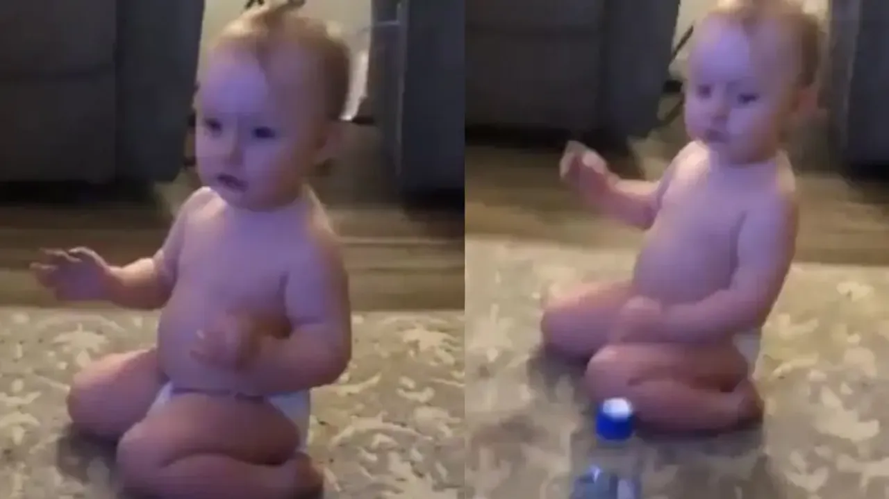 Little baby nails ‘Bottle Flip Challenge’ like a pro – Watch