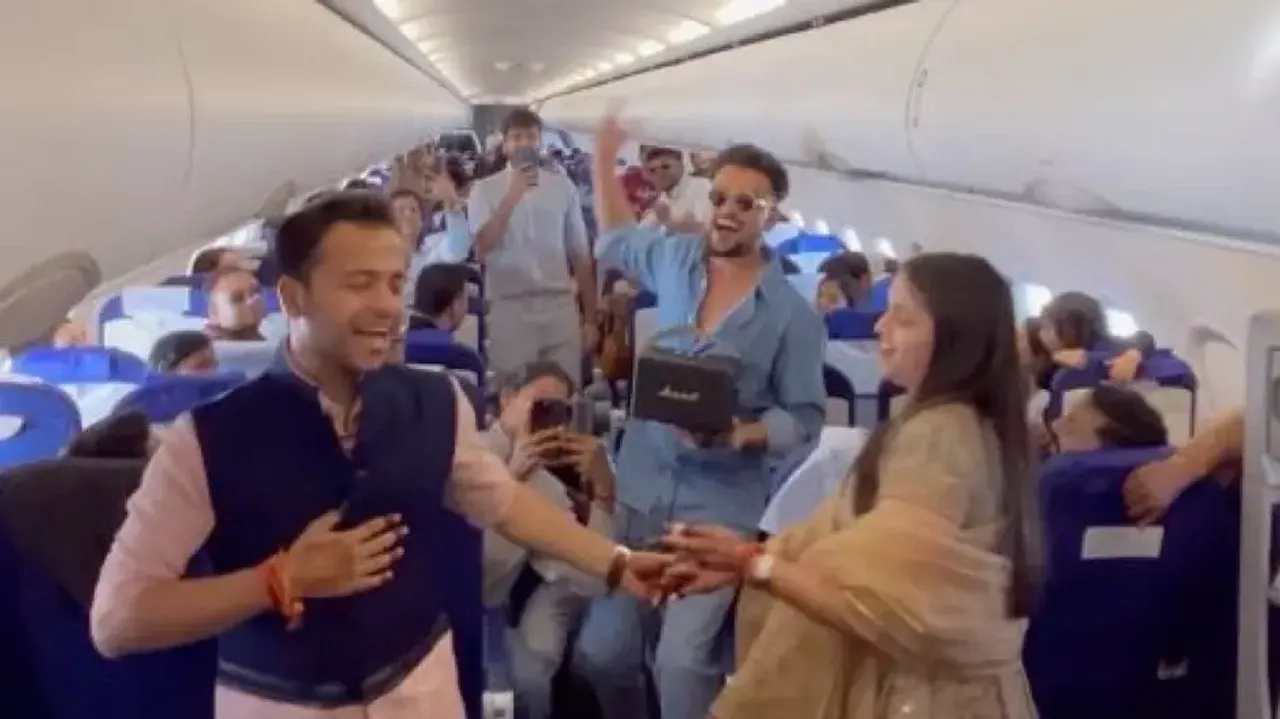 Couple books entire flight for their wedding, dances to ‘Maan Meri Jaan’ mid-air – Watch