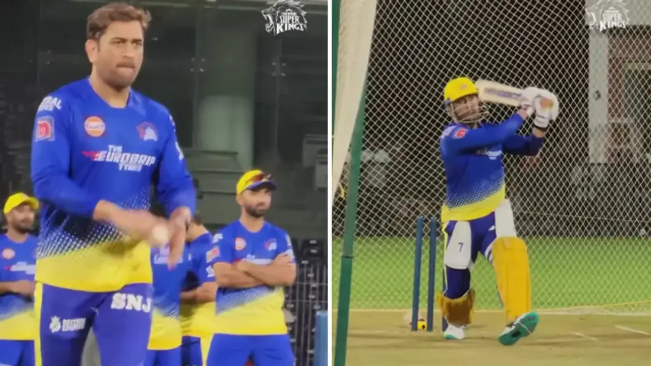 MS Dhoni bowls to MS Dhoni