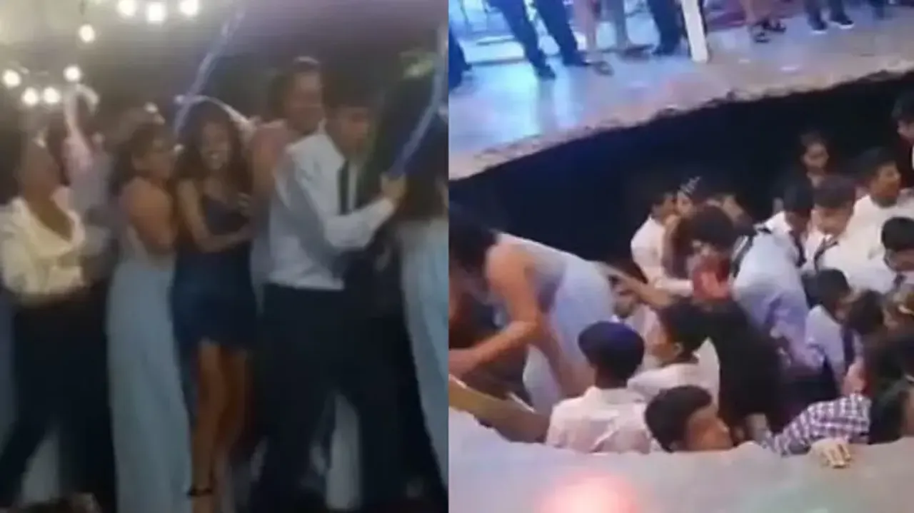 Viral Video: Dance floor collapses during graduation party, swallows 25 students