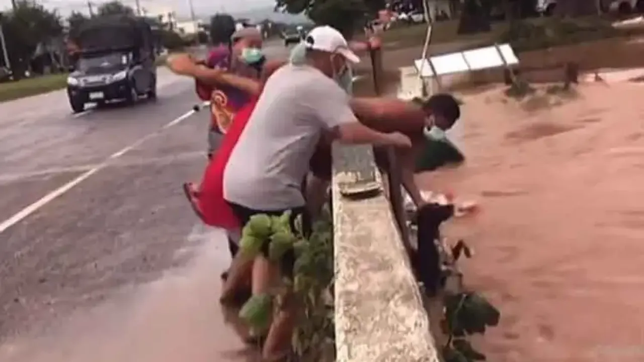 Humanity still alive! Tourists help locals fish out drowning dog from floodwater, watch