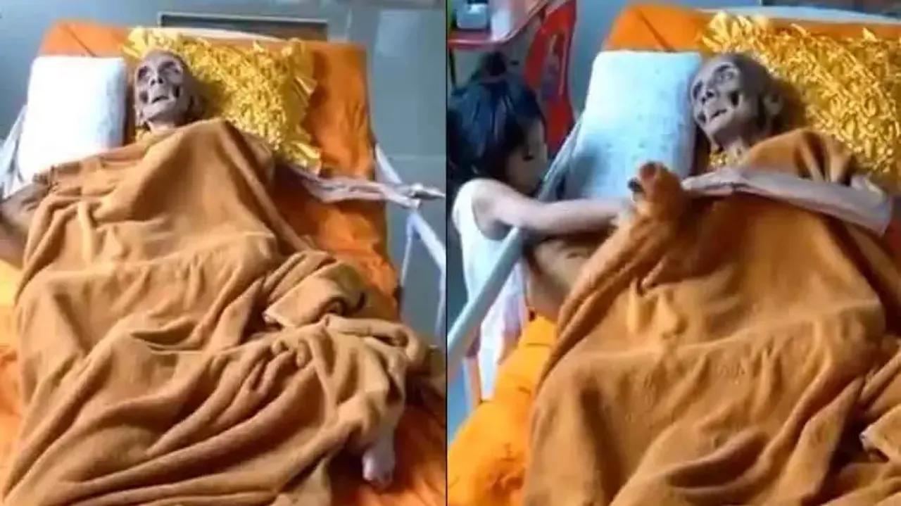 Lively 109-year-old Buddhist monk plays & blesses kid, video will leave you stunned; watch
