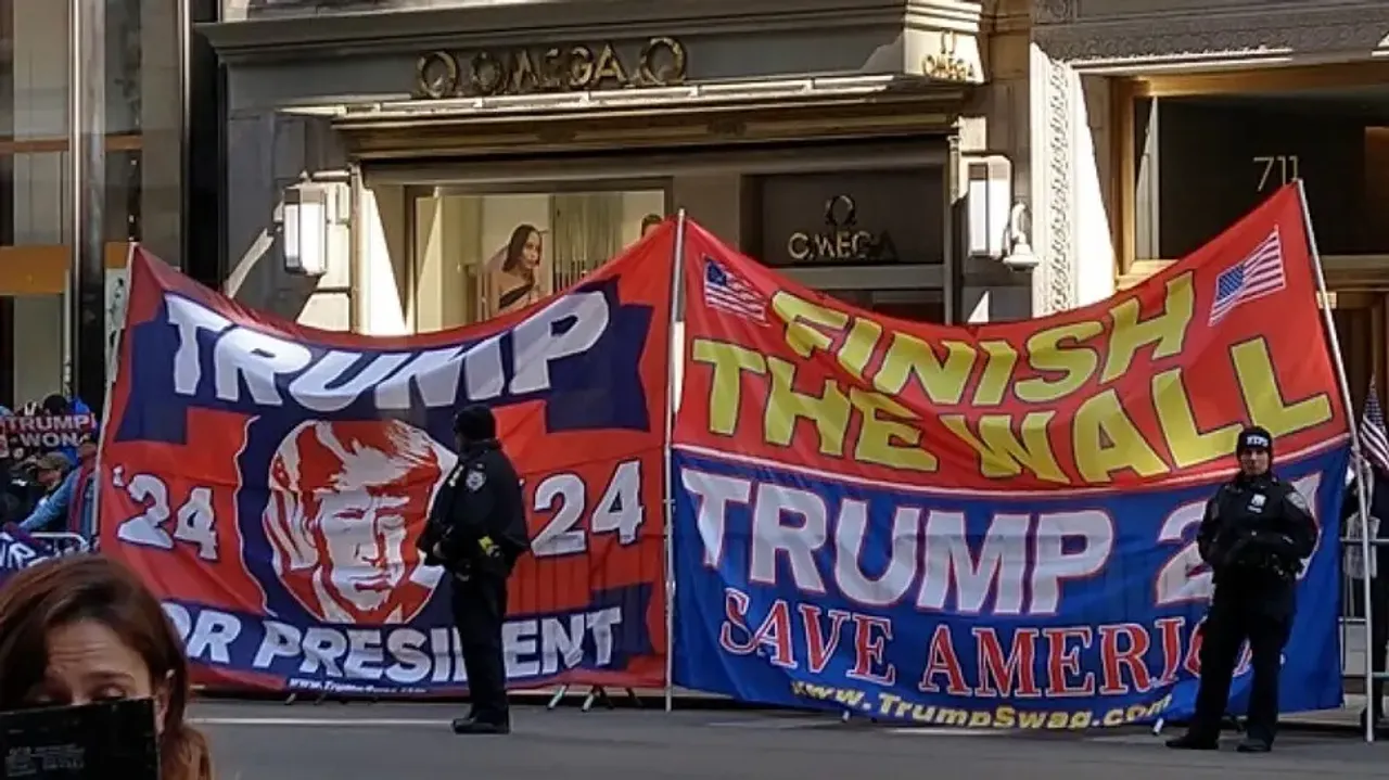  Former President Donald Trump's supporters protest near Trump Tower in New York on Monday, April 3,