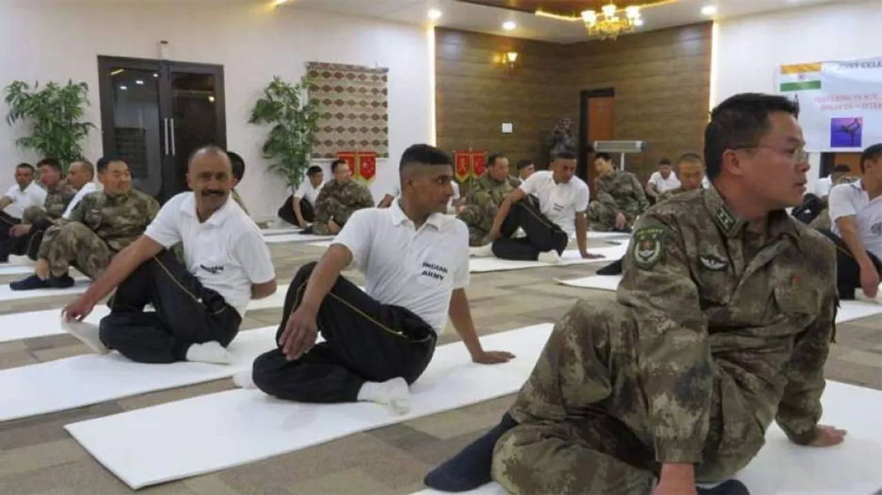 Indian, Chinese army soldiers perform Yoga on LAC in eastern Ladakh