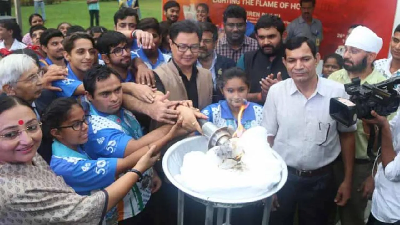 Sports Minister Kiren Rijiju Receives Special Olympic Torch