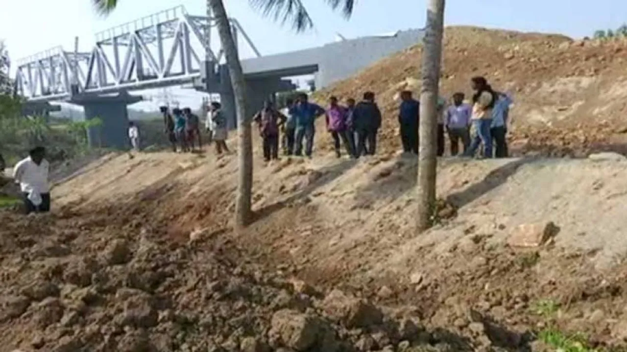 Portion Of Under-Construction Paradip-Haridaspur Railway Line In Kendrapara Caves In