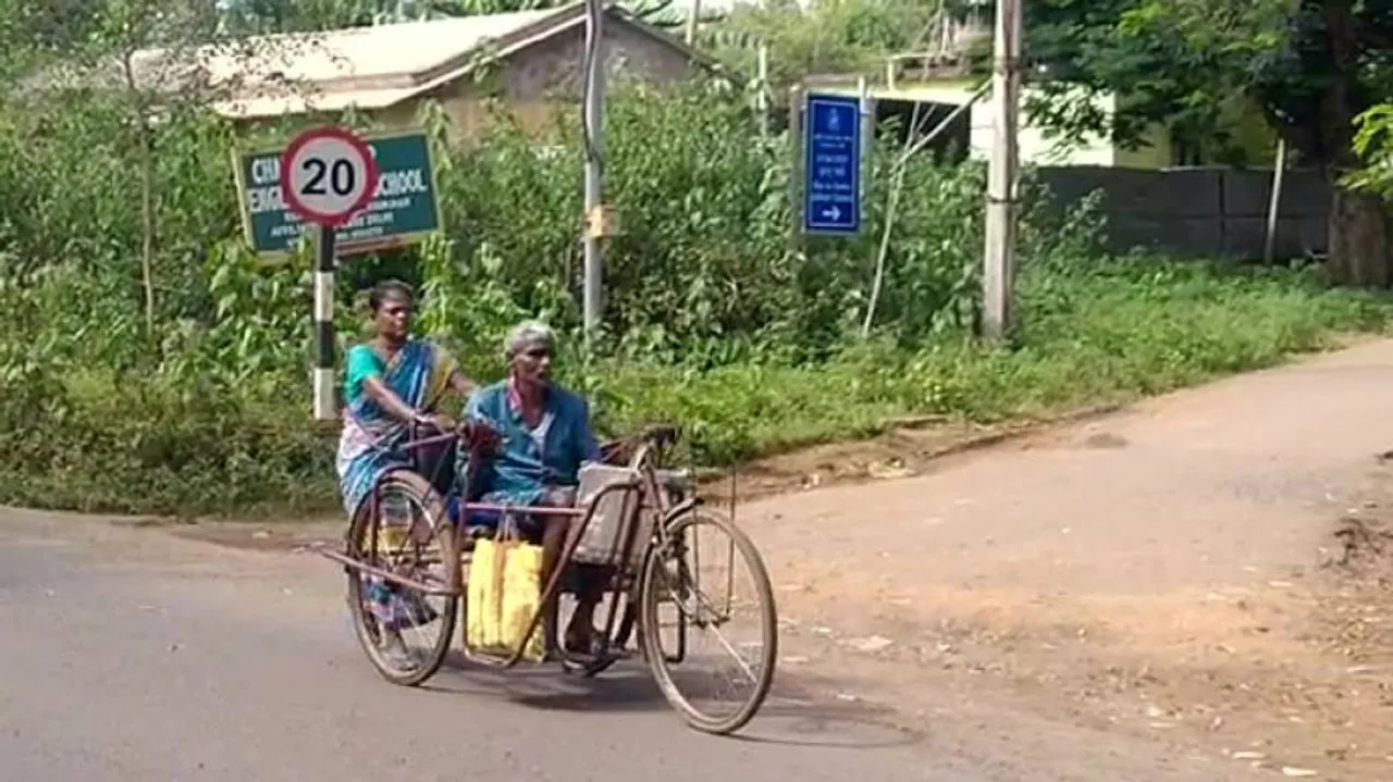 Shame: Woman in Odisha Carries Divyang Husband 18 Kms On Tricycle For Pension