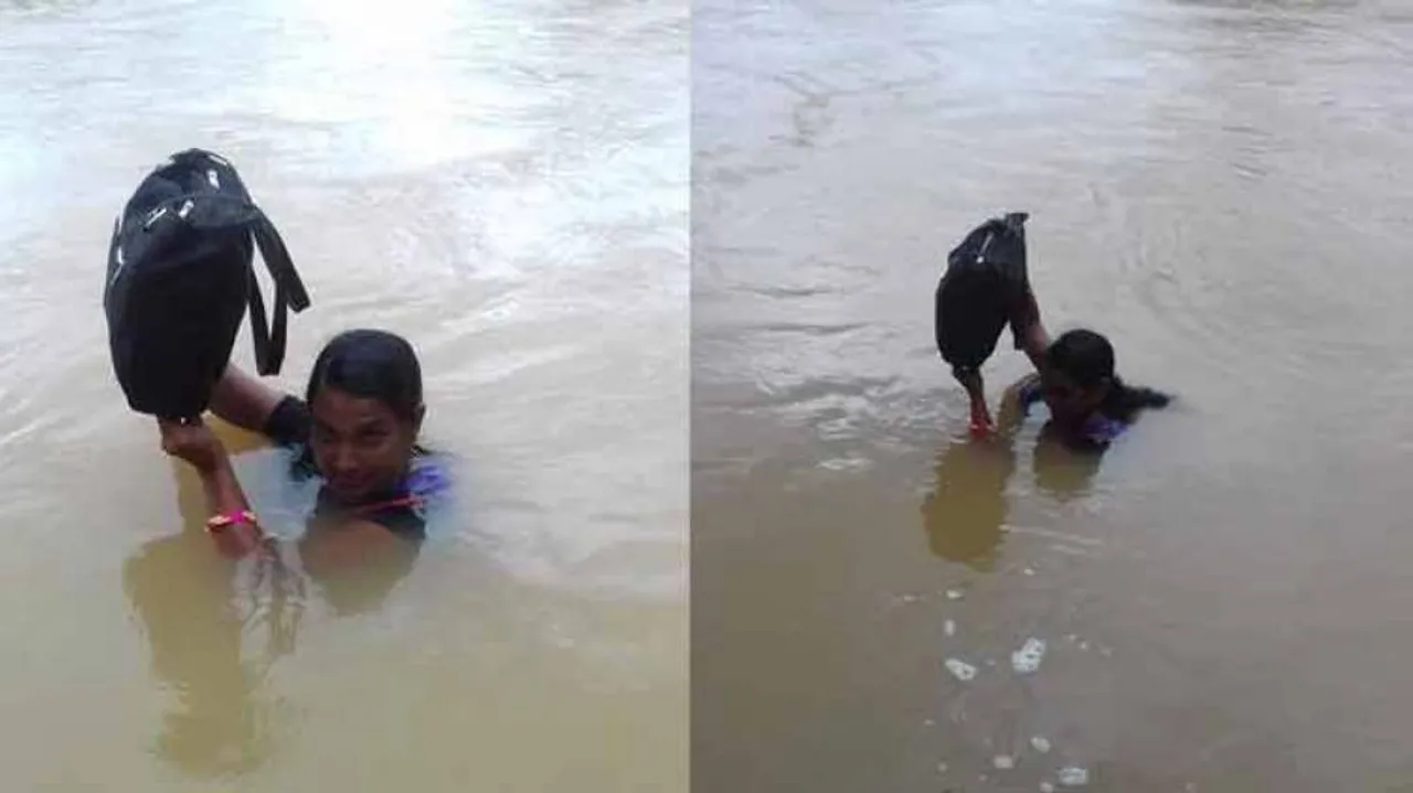 Duty Is God: Dhenkanal Teacher Who Wades Through Neck-Deep Water Daily To Reach School