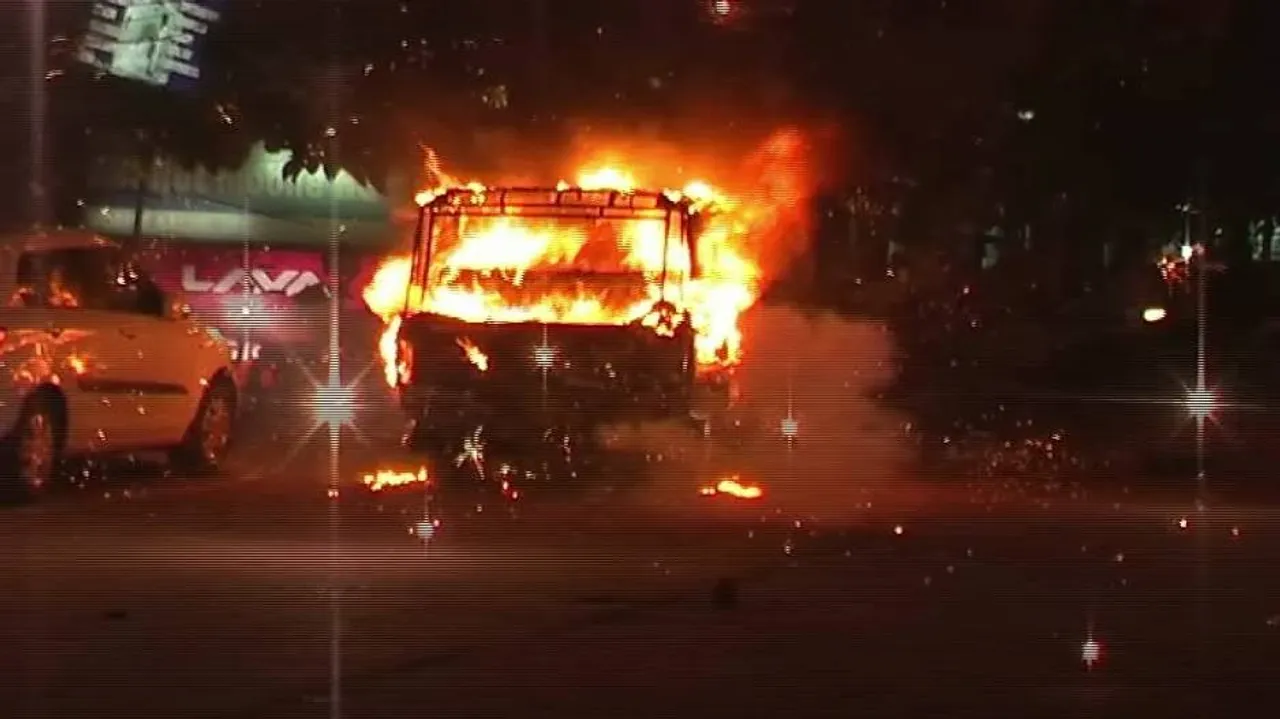 Cracker-laden vehicle bursts into flames during Revenue minister's road show