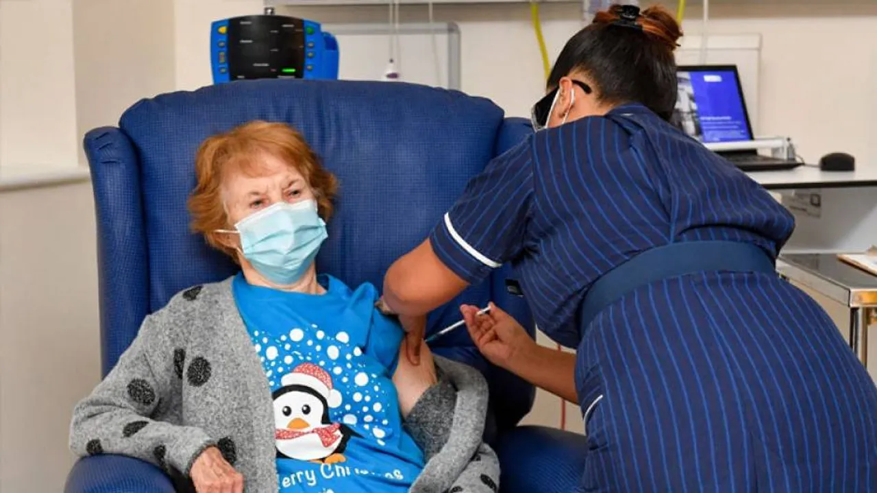 90-Yr-Old Granny First To Receive Pfizer Shot As Mass COVID-19 Vaccination Begins In Britain