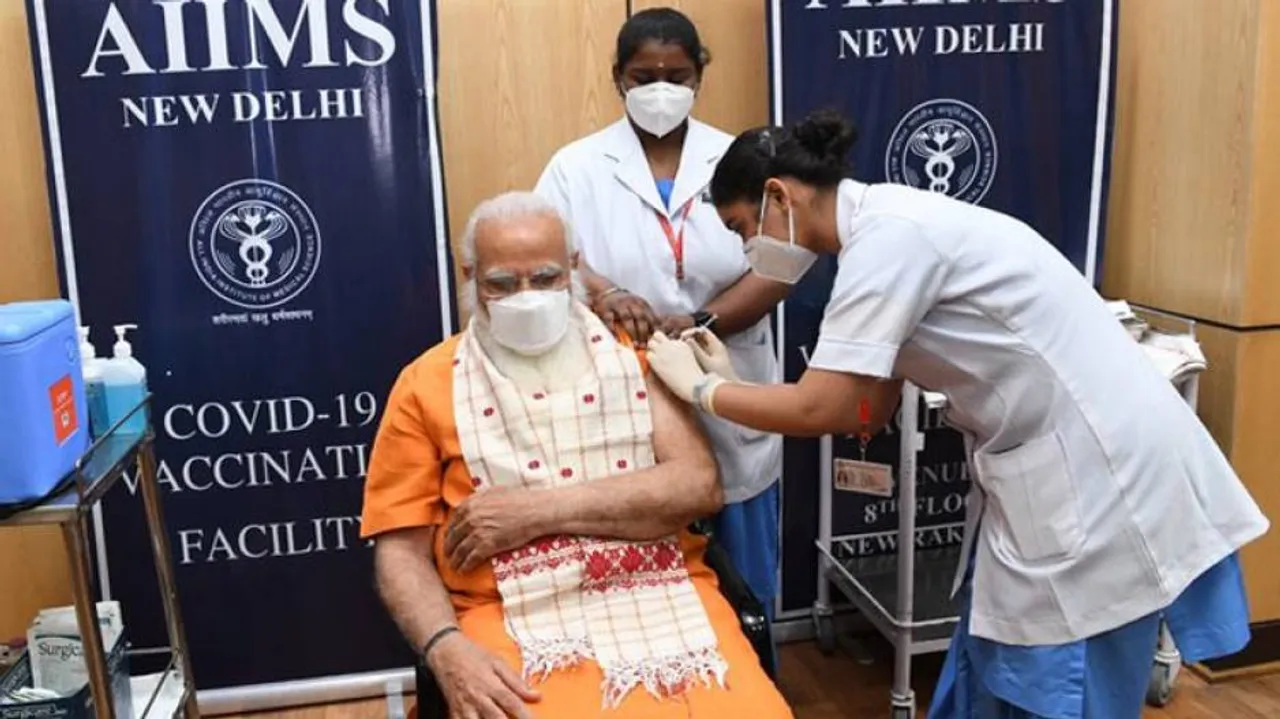 PM Modi Takes Second Dose Of COVID-19 Vaccine At AIIMS