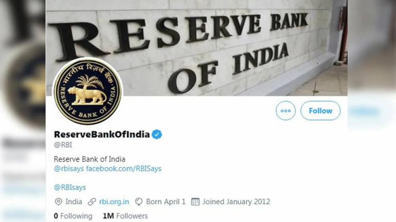 RBI Sets New Milestone: 1st Central Bank To Have 1 Million Followers On Twitter