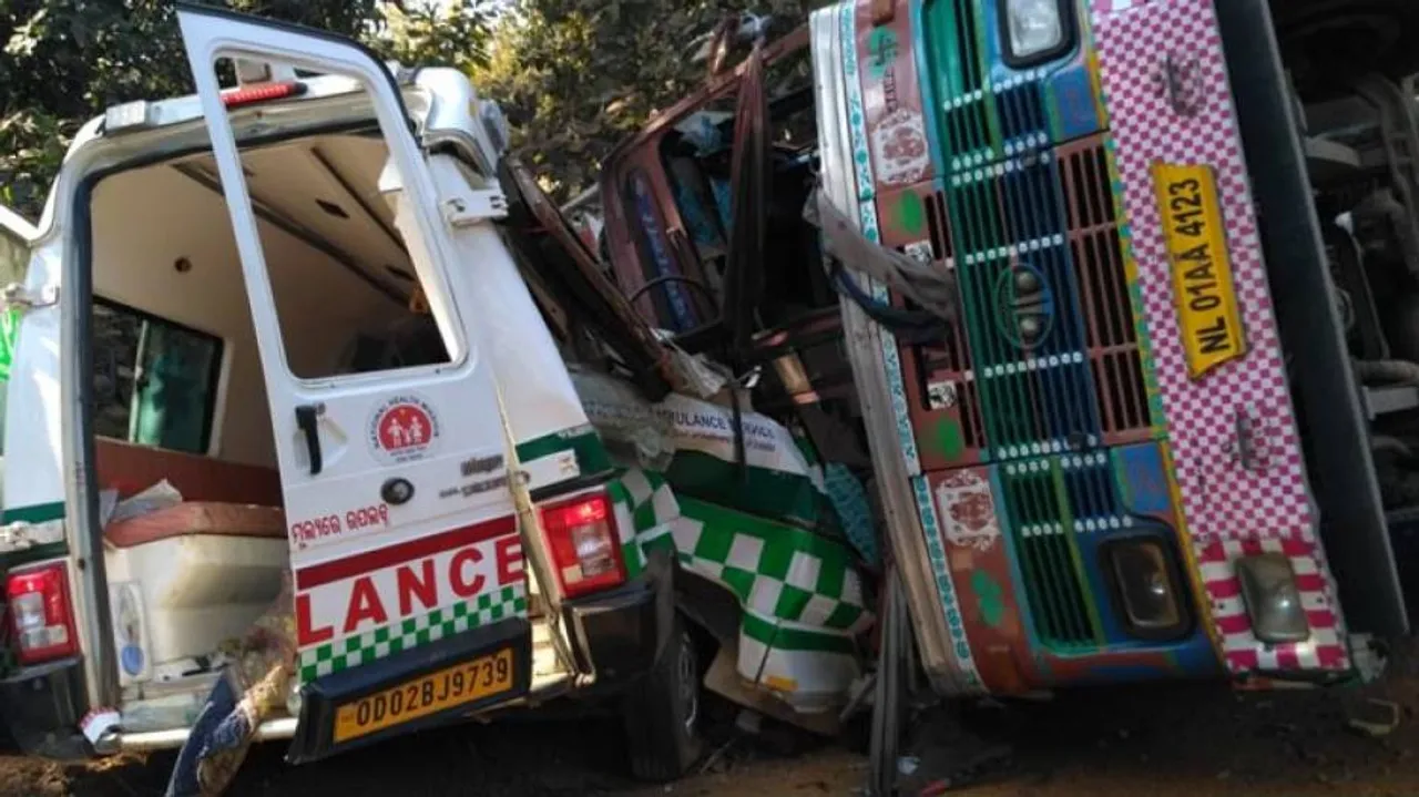 Odisha: Truck Overturns On Ambulance Killing Patient & Injuring Several Others