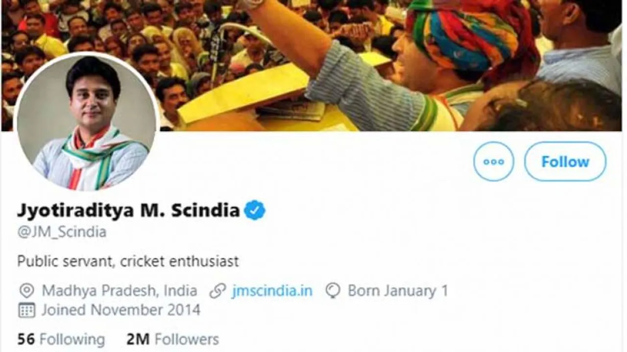 Jyotiraditya Scindia Removes Congress From His Twitter Bio