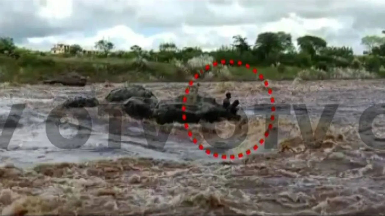 Watch: Two Youths, Goats Stuck On Rocky Island In Surging River