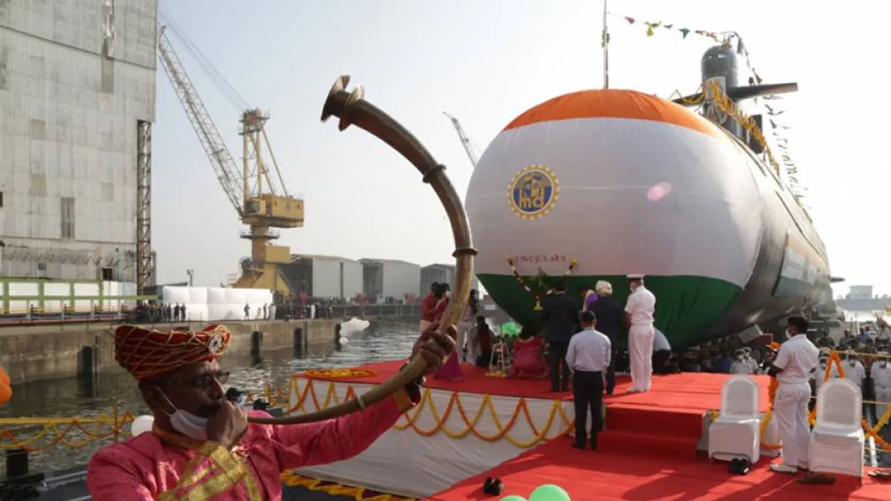 Indian Navy's 5th Scorpene Class Submarine Launched In Mumbai