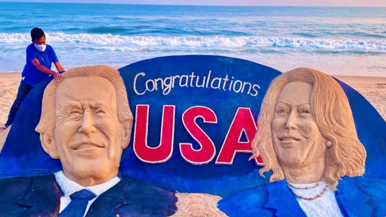 Sudarsan Pattnaik Hails Biden, Harris Win Through Sand Sculpture