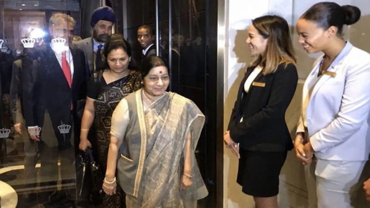 Sushma Swaraj arrives in New York for UNGA session