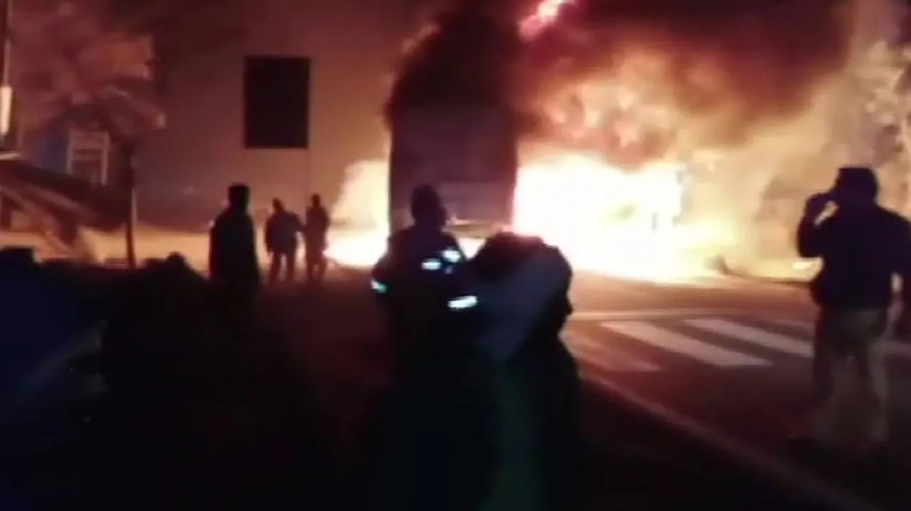 Fire Breaks Out After Bus Collides With Truck In UP, Several Injured