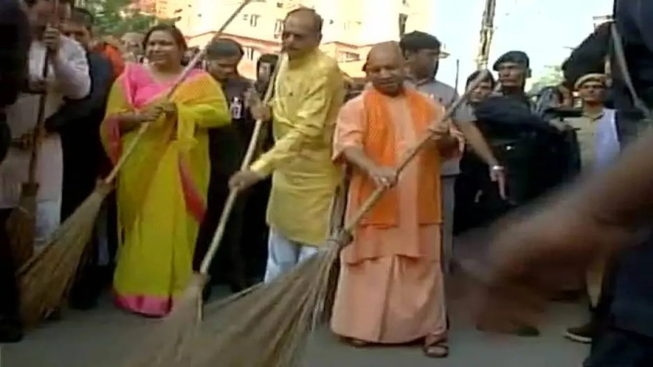Yogi wields broom, vows to make Uttar Pradesh ODF by 2018