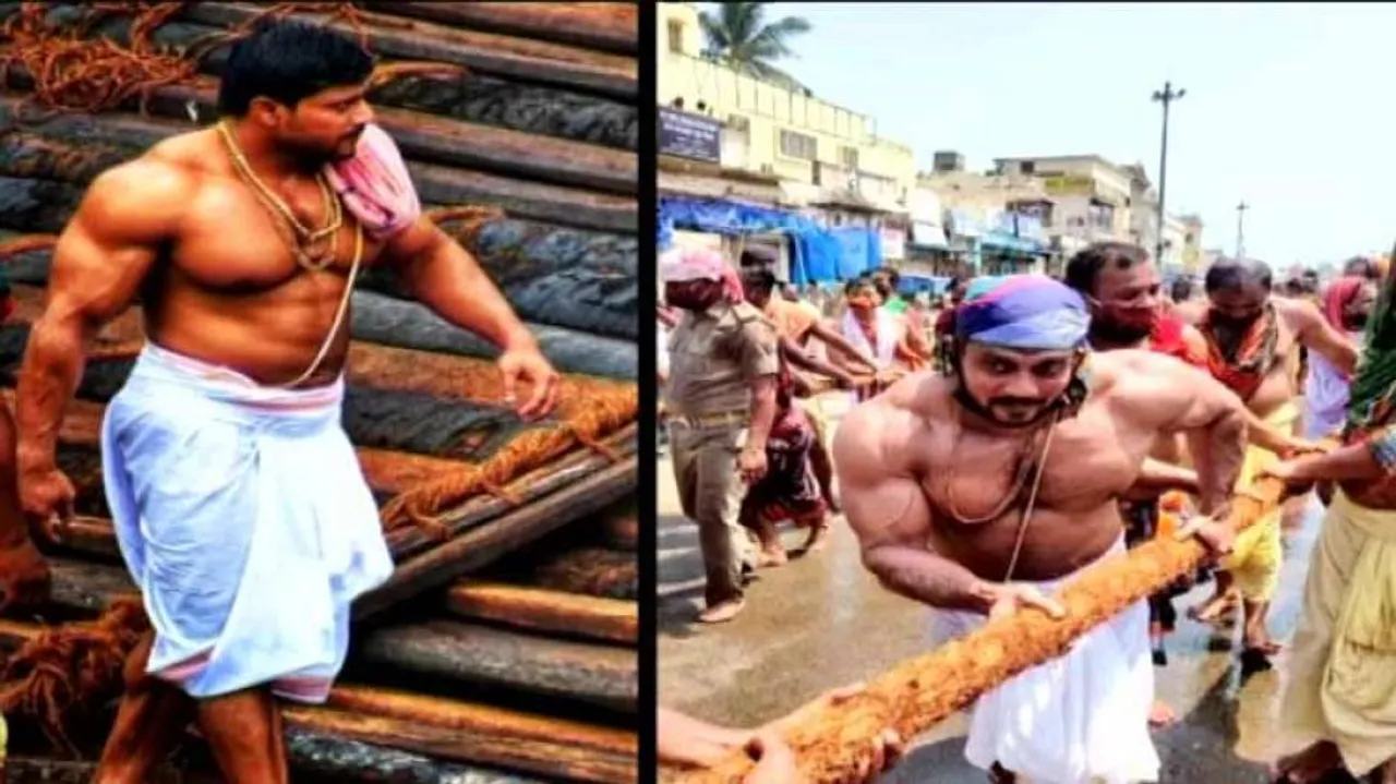 Pictures of ‘Baahubali’ Servitors Pulling Chariots On Rath Yatra Spark Internet Frenzy