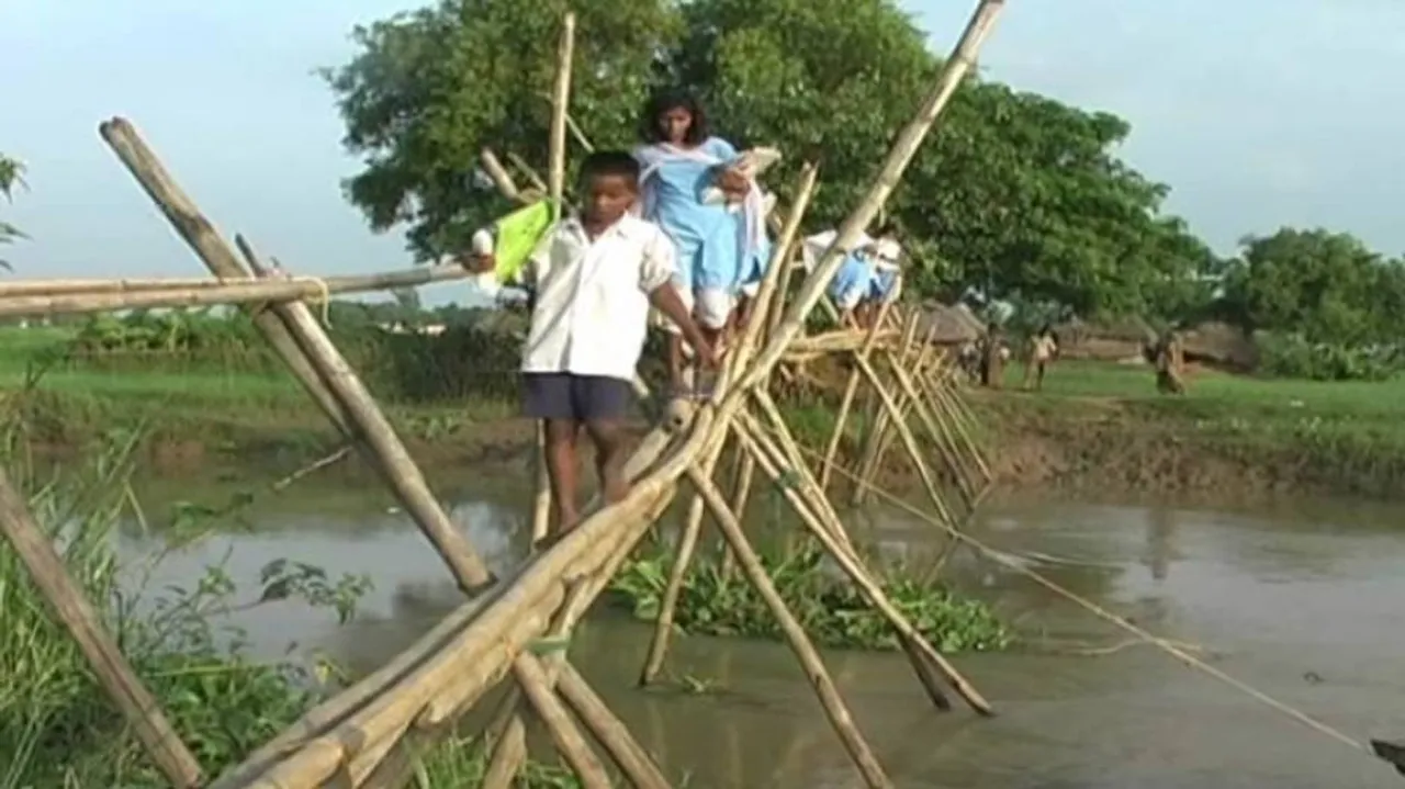 Bamboo bridge, only link to mainstream for villagers in Chandbali
