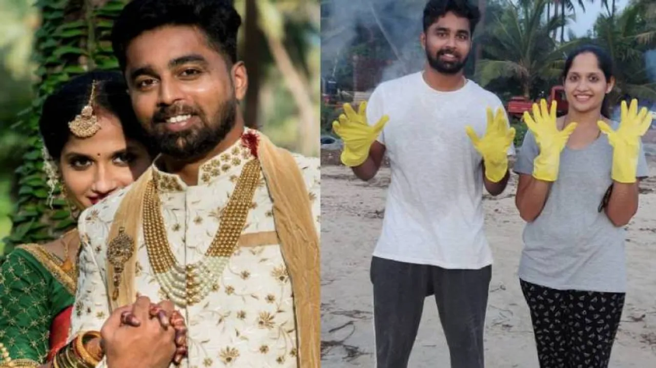 Newlywed Karnataka Couple Ditches Honeymoon To Clean 800 Kg Of Waste From Their Hometown Beach