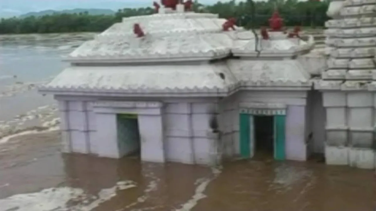 Flood fury: Water gushes into Maa Bhattarika temple