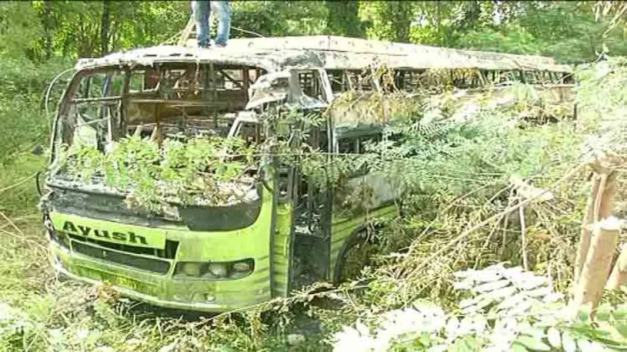 2 buses gutted in fire mishap near Khandagiri, no casualty