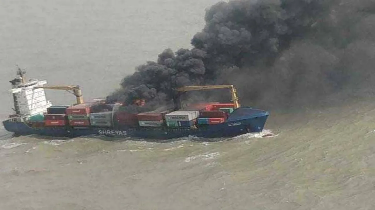 22 crew members rescued after ship catches fire in Bay of Bengal