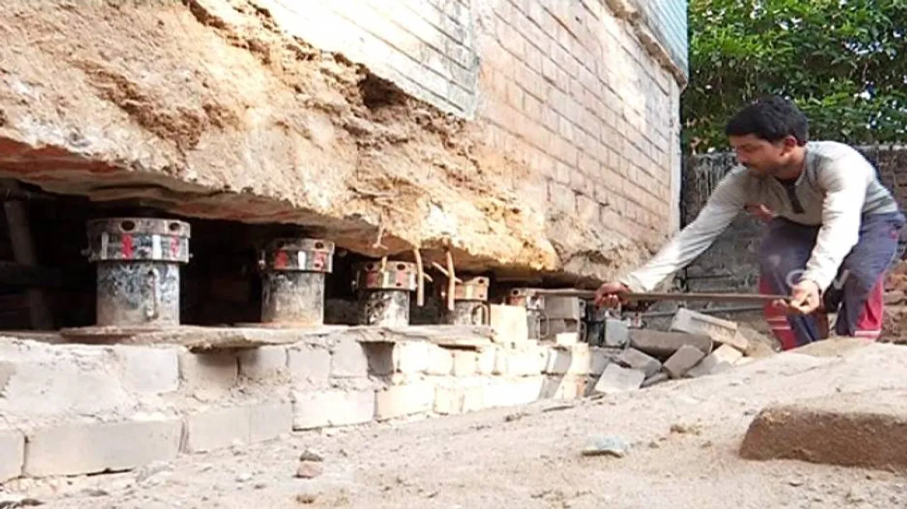 Really! 3-storey house in Bhubaneswar lifted 3 feet from ground using jacks