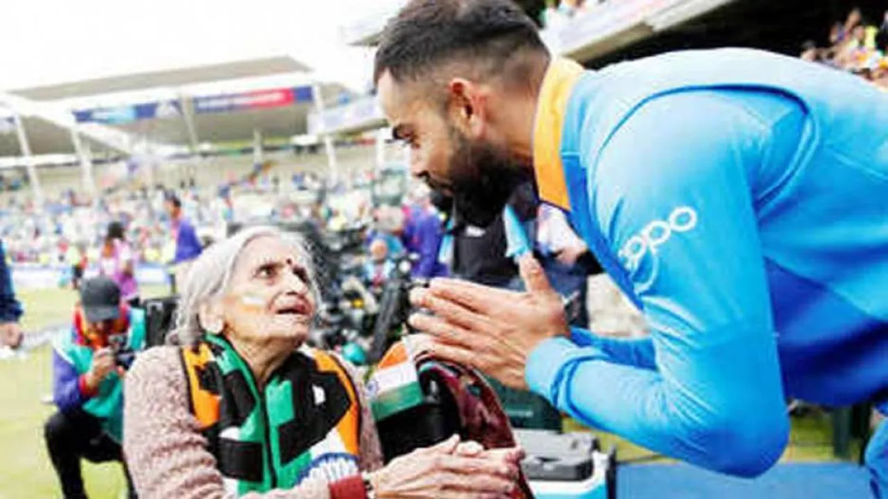 Kohli, Rohit greet 87-year-old fan at Edgbaston stands