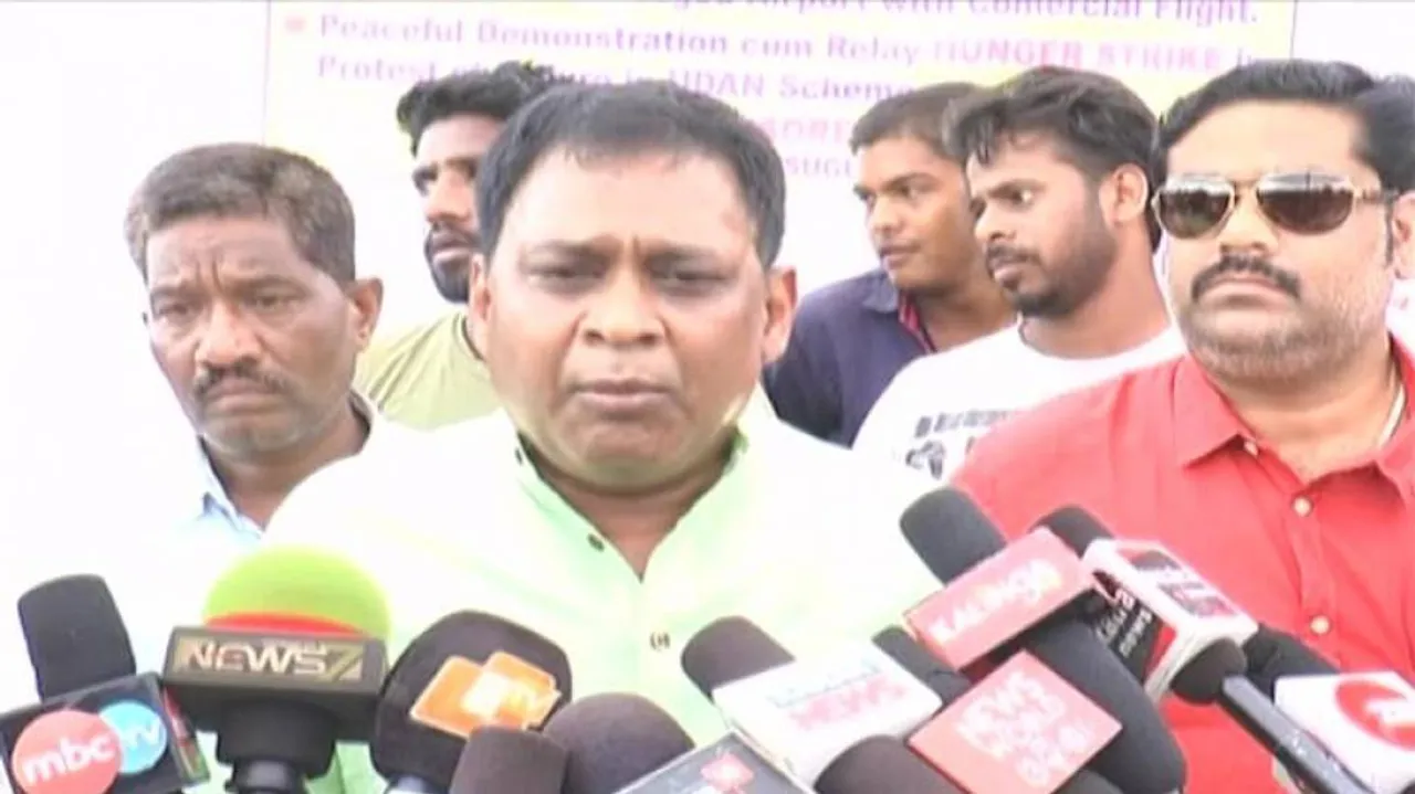Cong MLA Naba Das sits on dharna outside VSS Airport