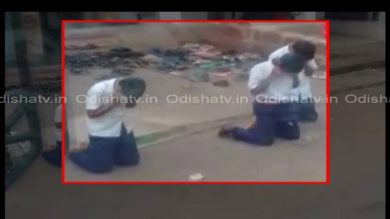 Kneel discipline: After Home guards, 3 students kneel on road