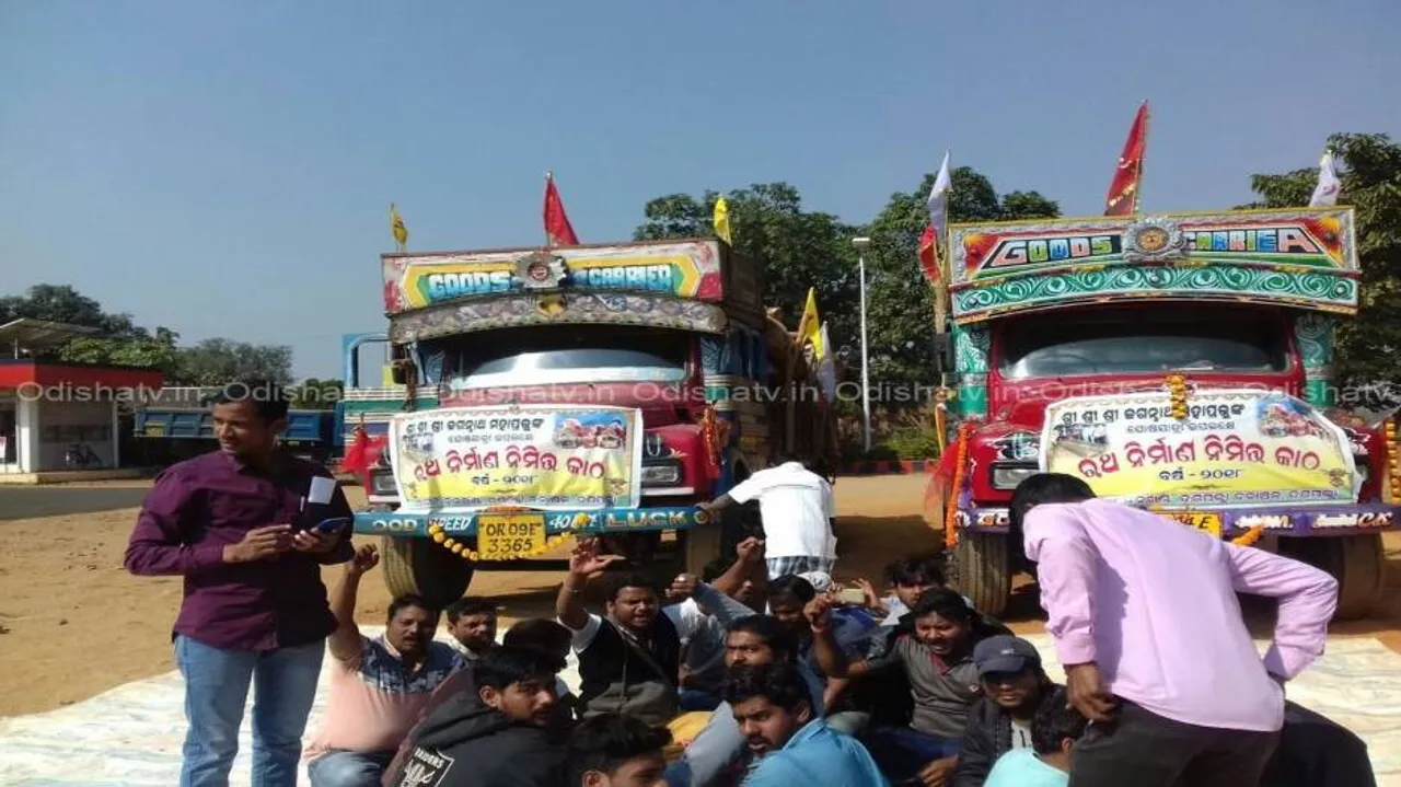 Villagers stop trucks carrying timber for Puri chariots