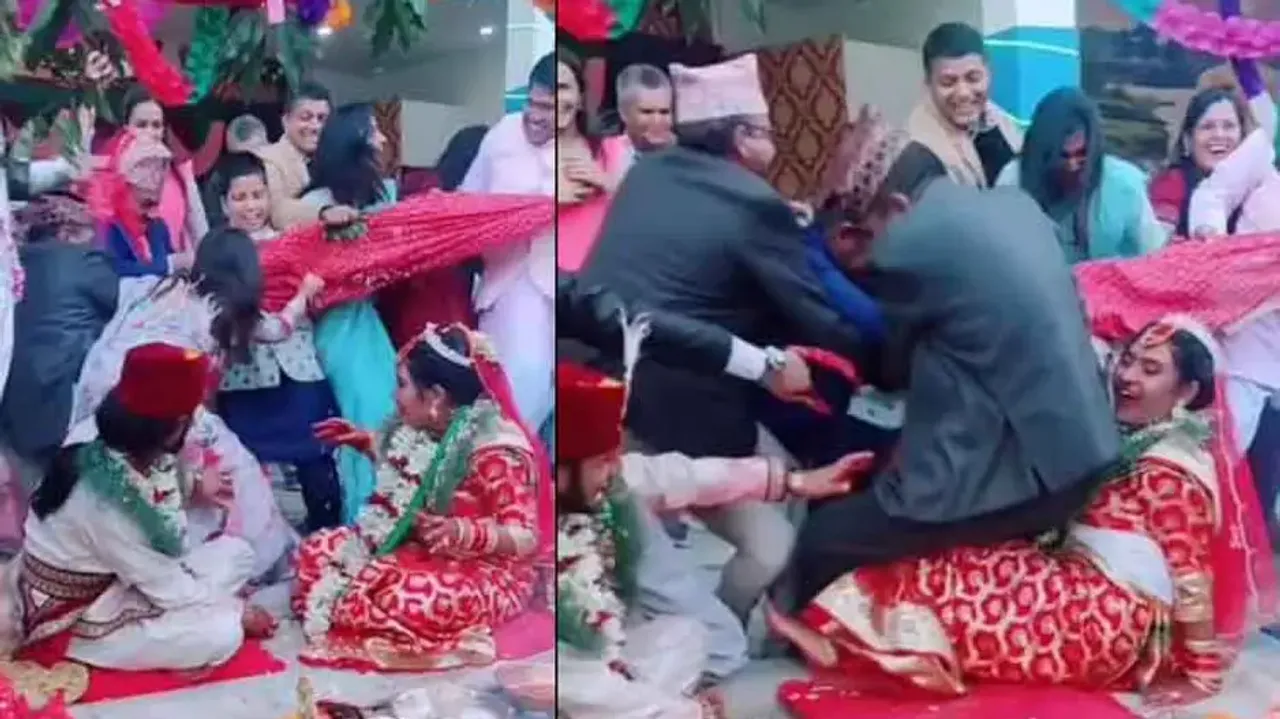 Bride gets dragged by relatives during marriage rituals, watch