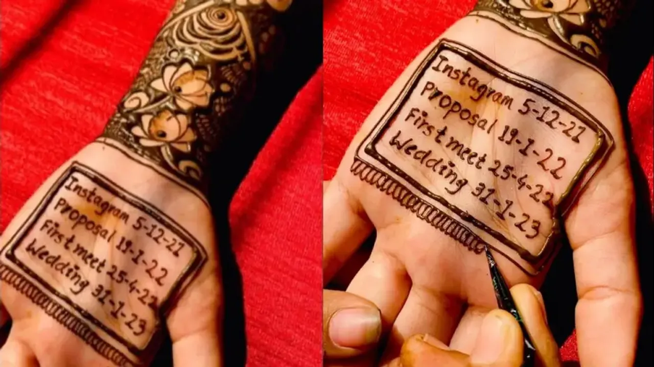 Bride’s unique mehendi design for wedding 