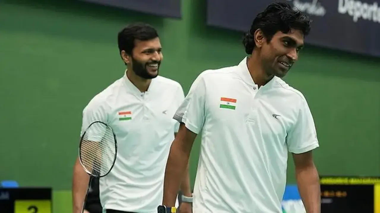 Pramod Bhagat with his doubles partner Sukant Kadam