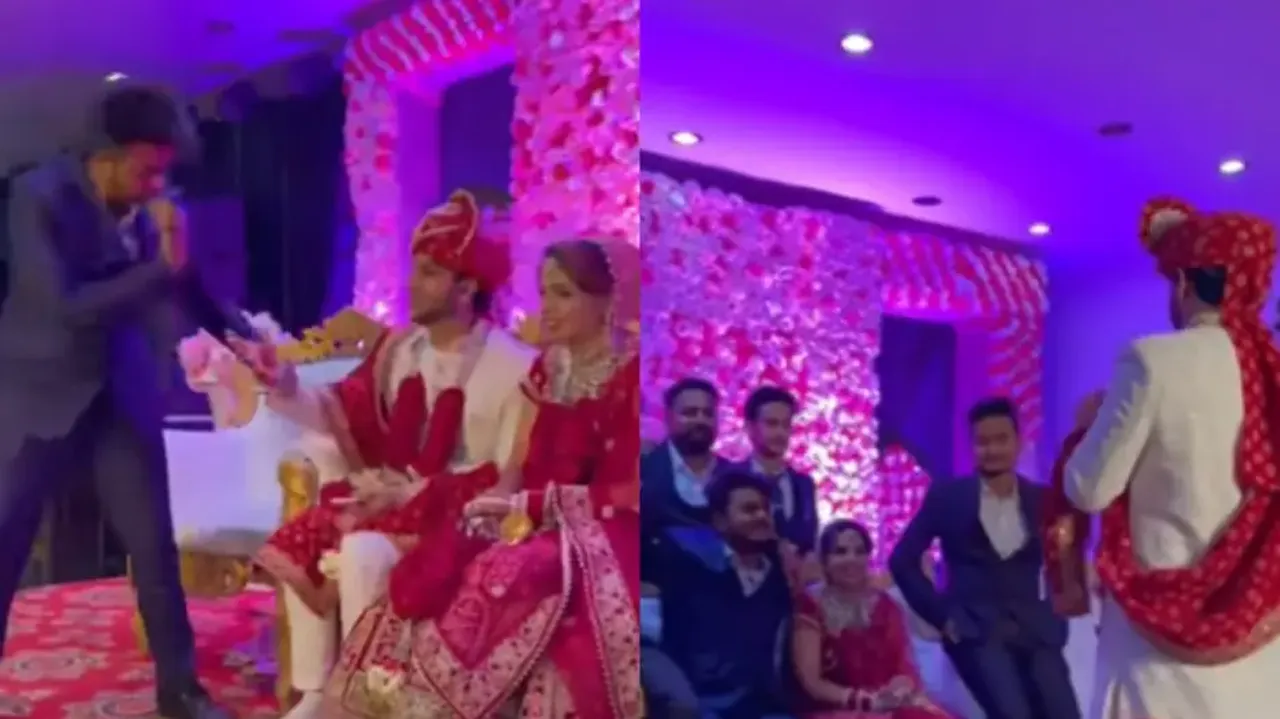 Groomsmen’s hilarious  gesture on wedding stage leaves everyone in splits