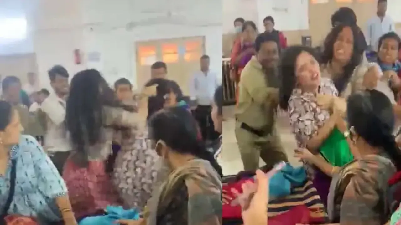Two women fight violently over a saree