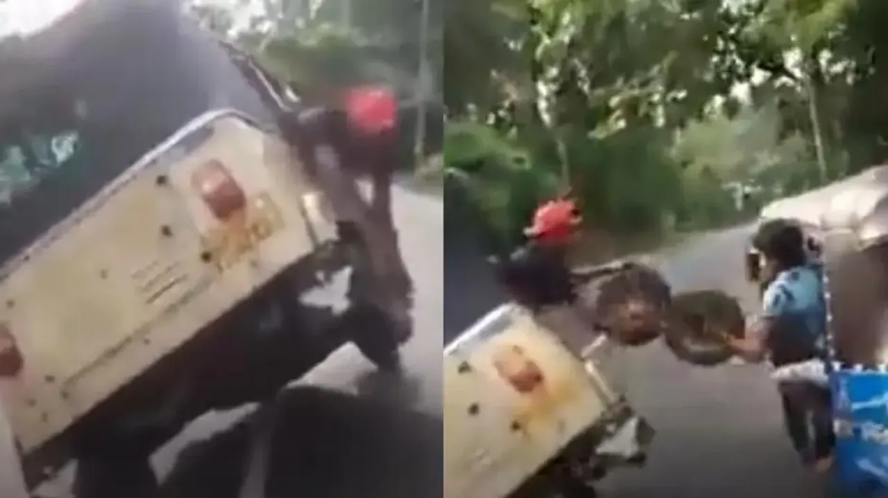Boy replaces tyre of moving auto-rickshaw while taking ride in India